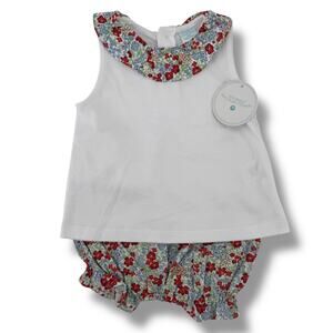 Edgehill Collection Floral Shirt Bloomers 2pc Set Baby Girl Sz 12 M Ruffle